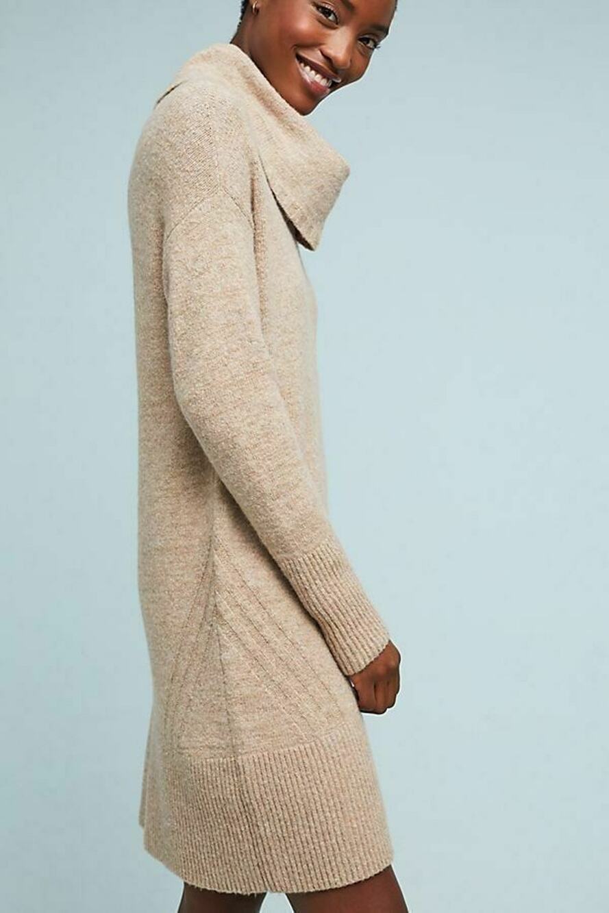 Anthropologie Sonoran Cowl Neck Alpaca Wool Blend Knit Sweater Dress Sz S
